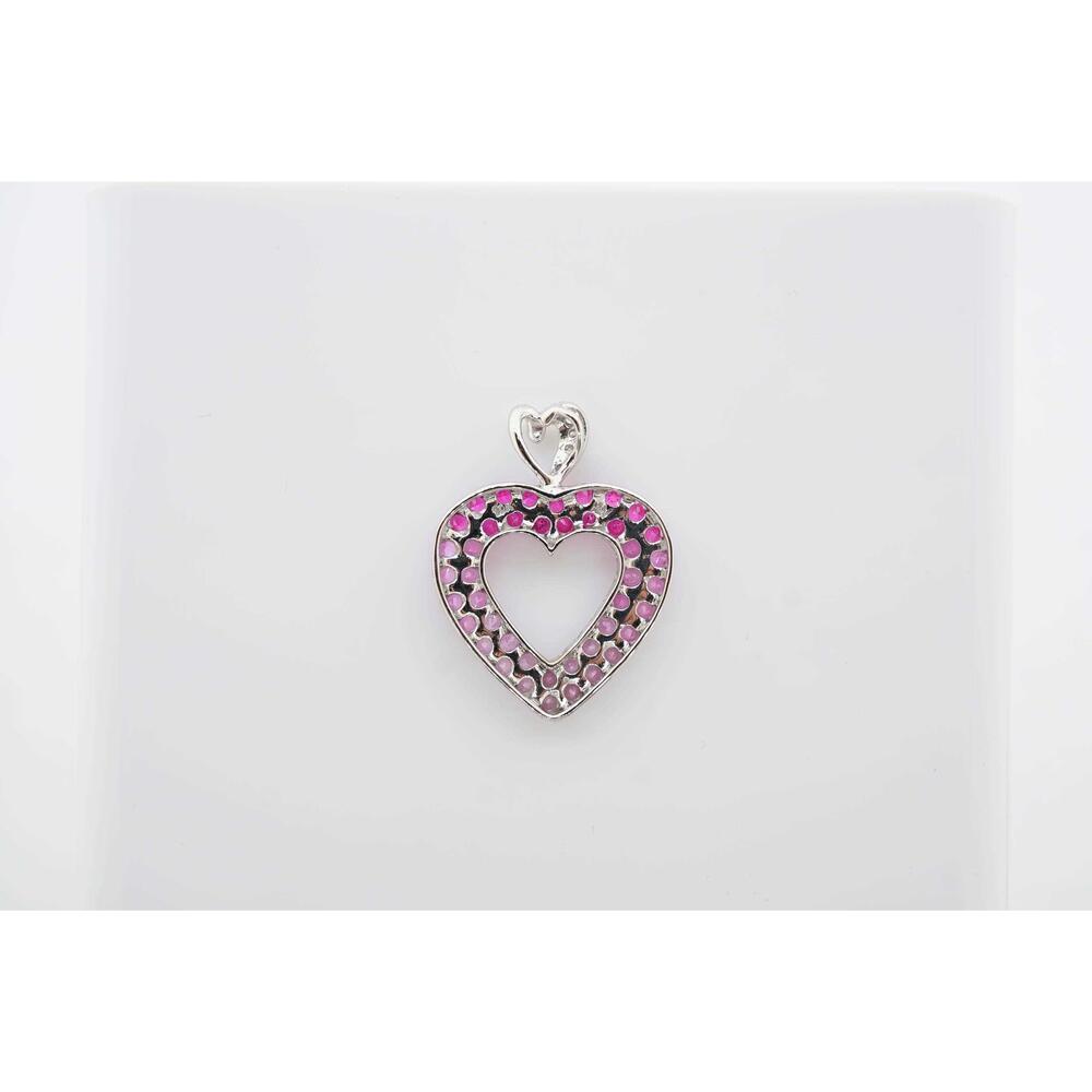 Estate Sale 10k White Gold Sapphire Diamond Charm 1.07 TCW Vintage Jewelry - Picture 4 of 6